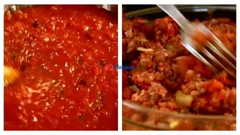 Simmer the Sauce & Make the Meat Filling