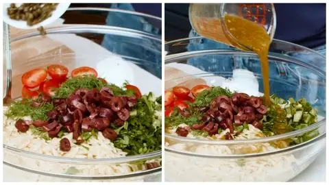 Dress the Salad & Add the Feta and Final Toss