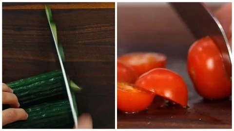 Prep the Cucumber and Tomatoes
