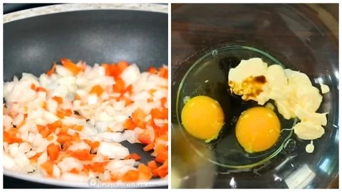 Preparing Vegetables and Egg Base