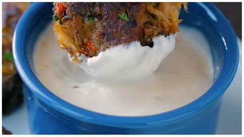 Serving the Crab Cakes