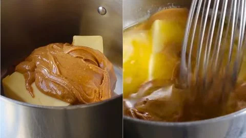 Melt the Butter and Peanut Butter Then Heat Until Bubbly