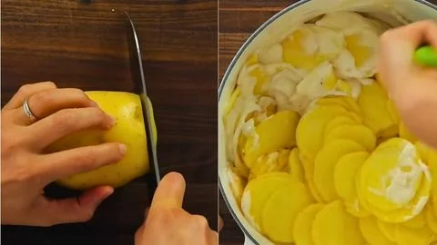 Slice the Potatoes & Combine Potatoes and Sauce