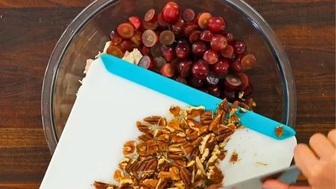 Add the Grapes, Onion, and Pecans