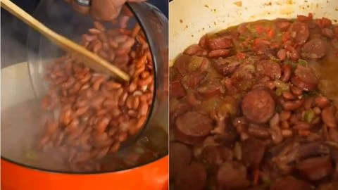 Add Beans, Turkey Necks, and Sausage