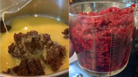 Add Orange Juice and Simmer & Add the Raspberries