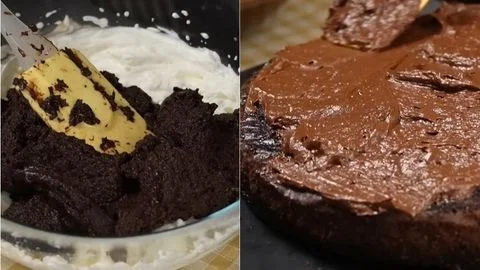 Fold and Assemble the Chocolate Cream & Layer and Frost the Cake