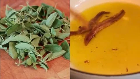 Prep the fresh oregano & Bloom the anchovies in olive oil