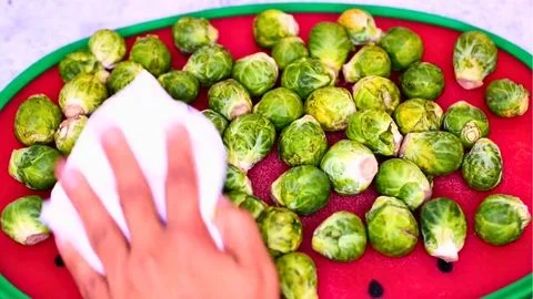 Wash and Dry the Brussels Sprouts
